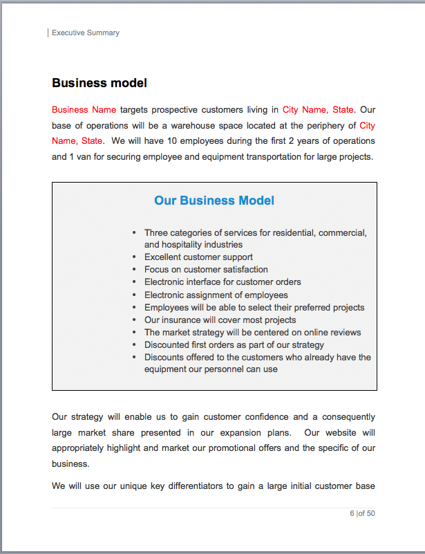 Cleaning Business Plan Sample Pages - Black Box Business Plans