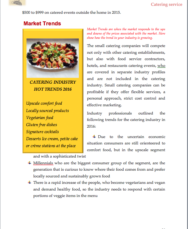 what is catering in business plan