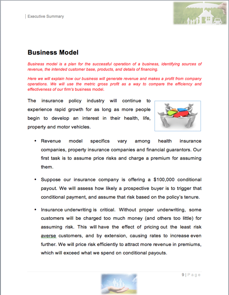 insurance company business plan sample pdf