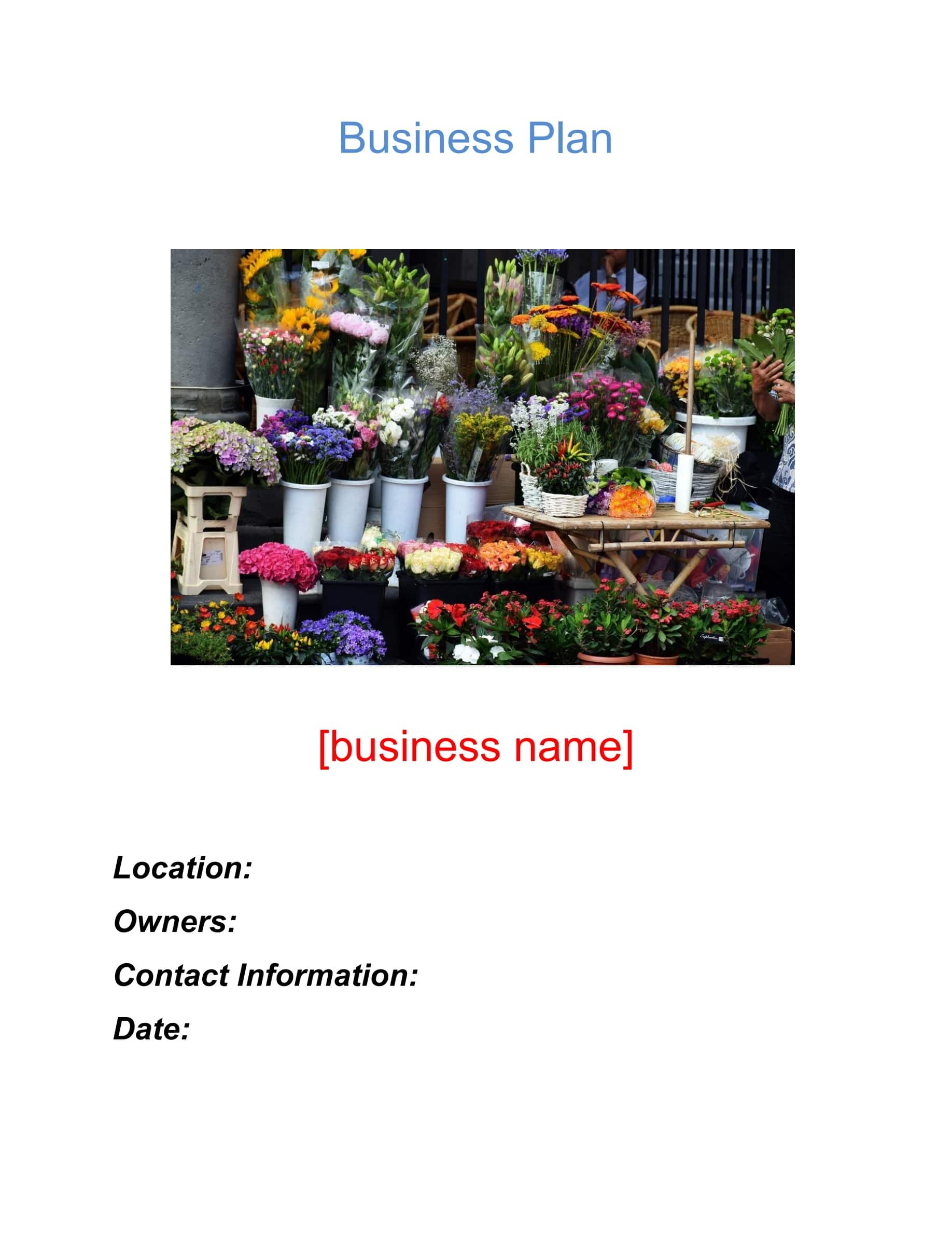 exemple business plan fleuriste