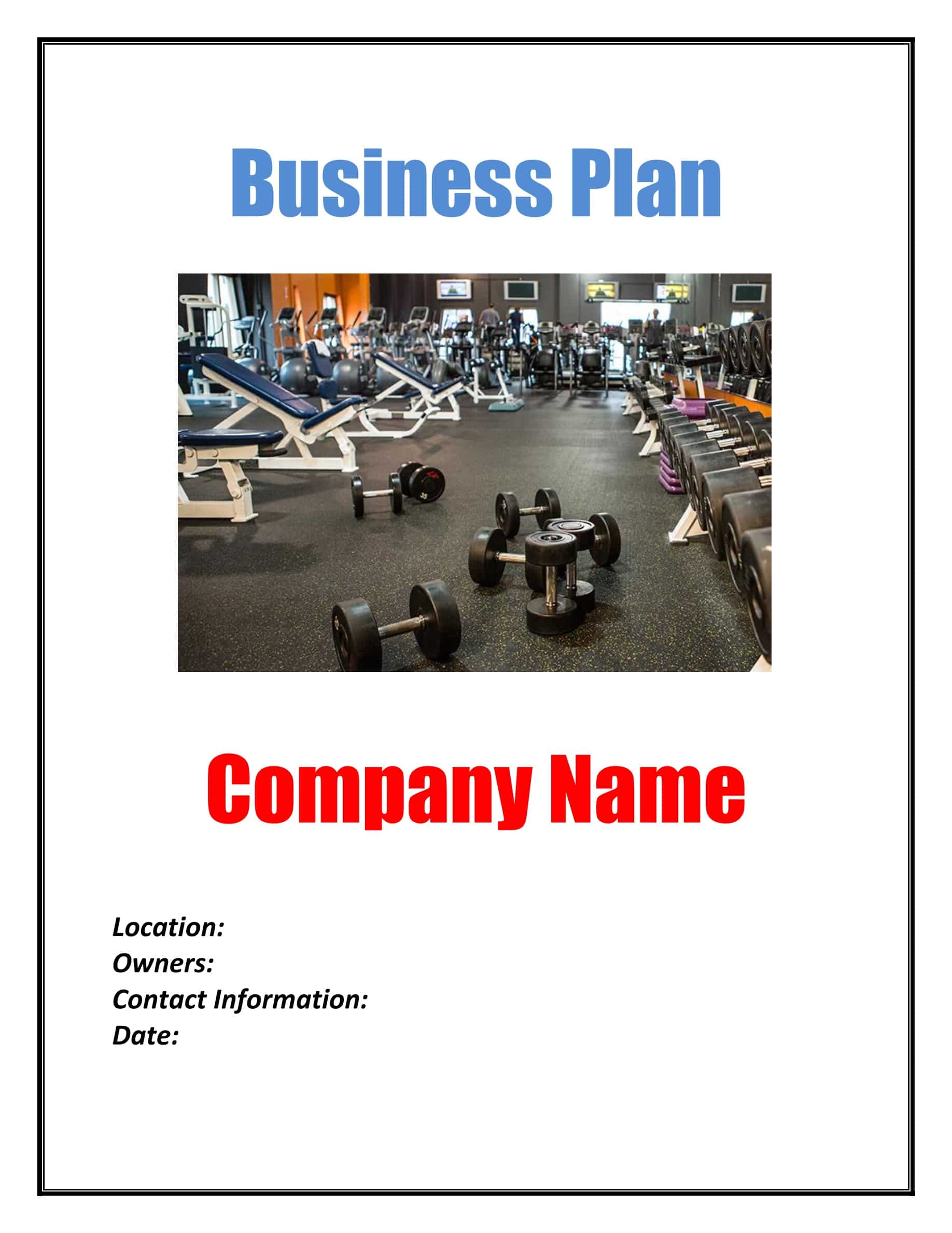 gym business plan template word