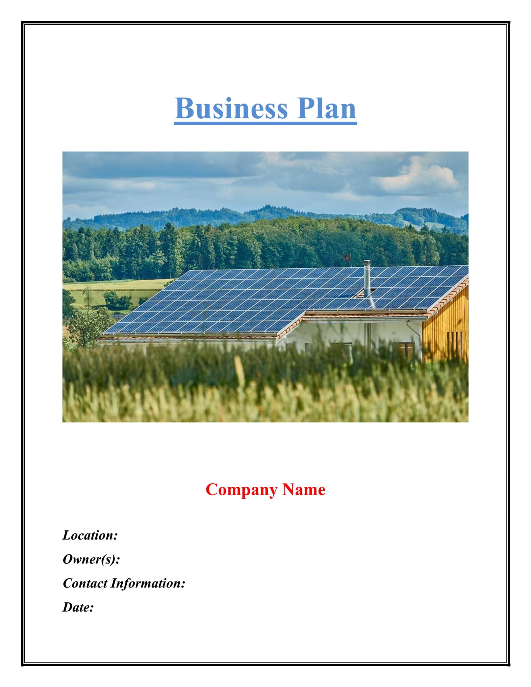 Solar panel business plan pdf
