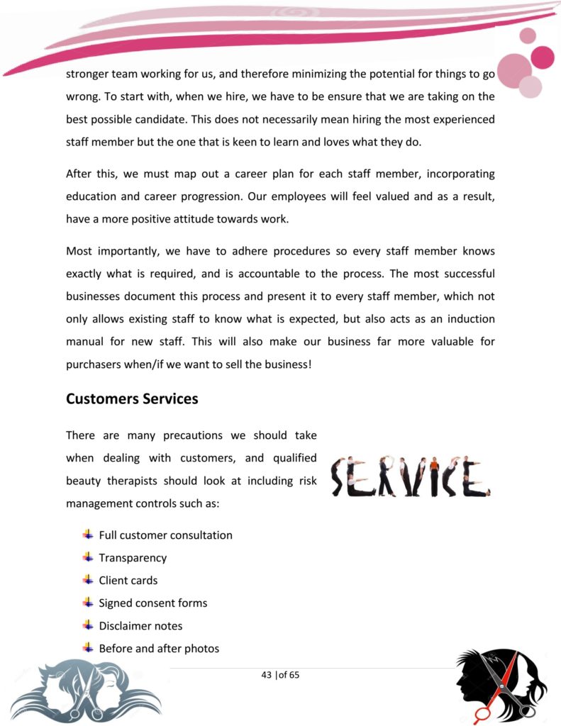 hair salon business plan cover page