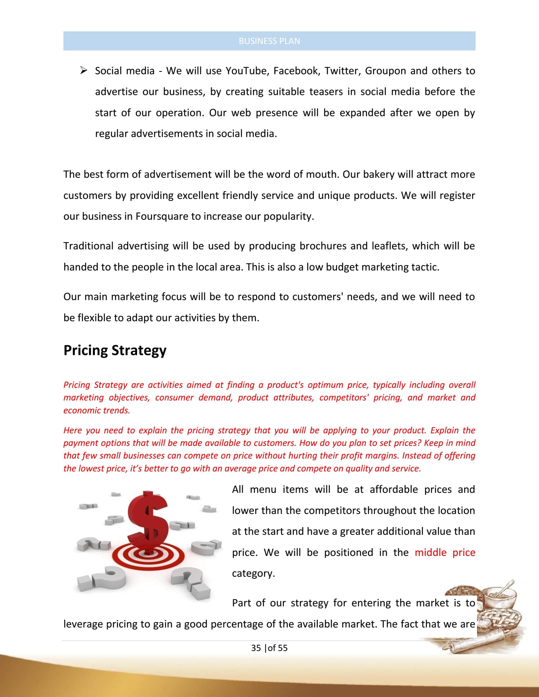 business plan for bakery template