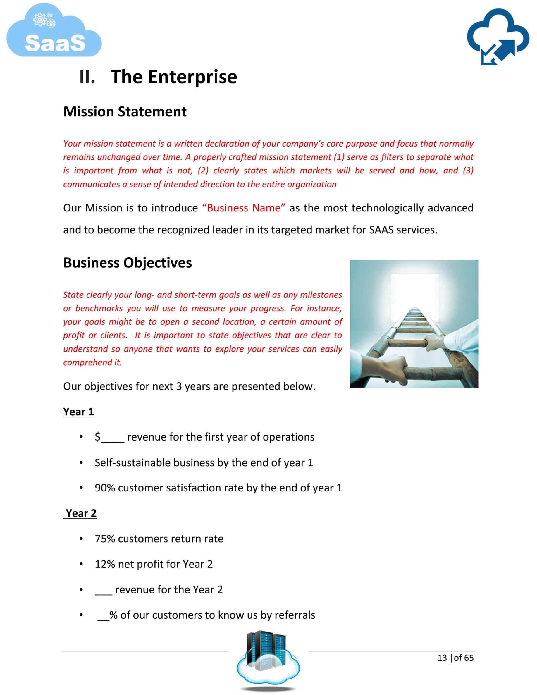 business plan template for saas