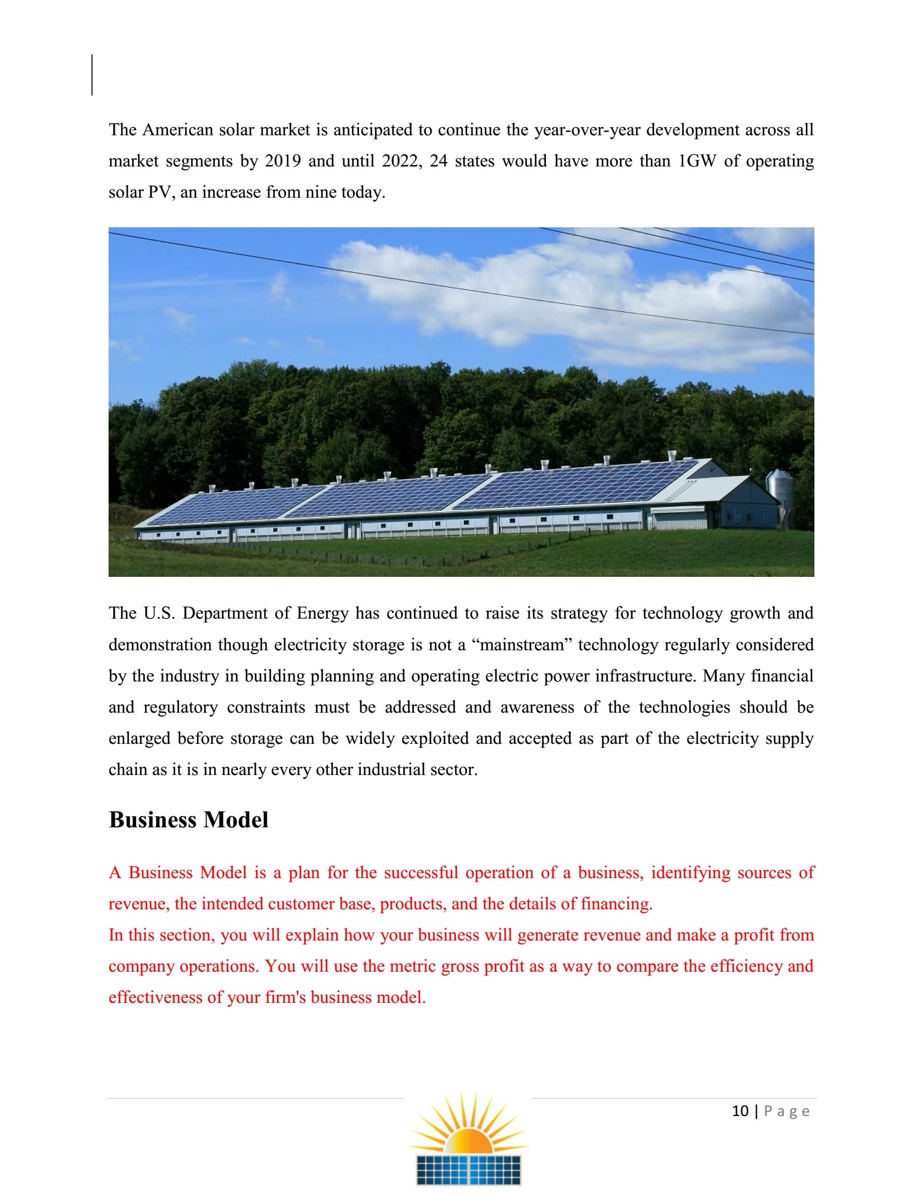business plan for a solar farm