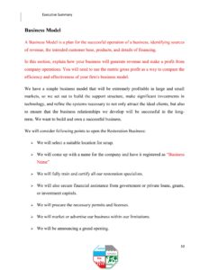Water, Fire and Smoke Restoration Business Plan Template 