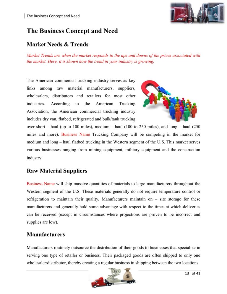Trucking Transport Business Plan Template Sample Pages Black Box