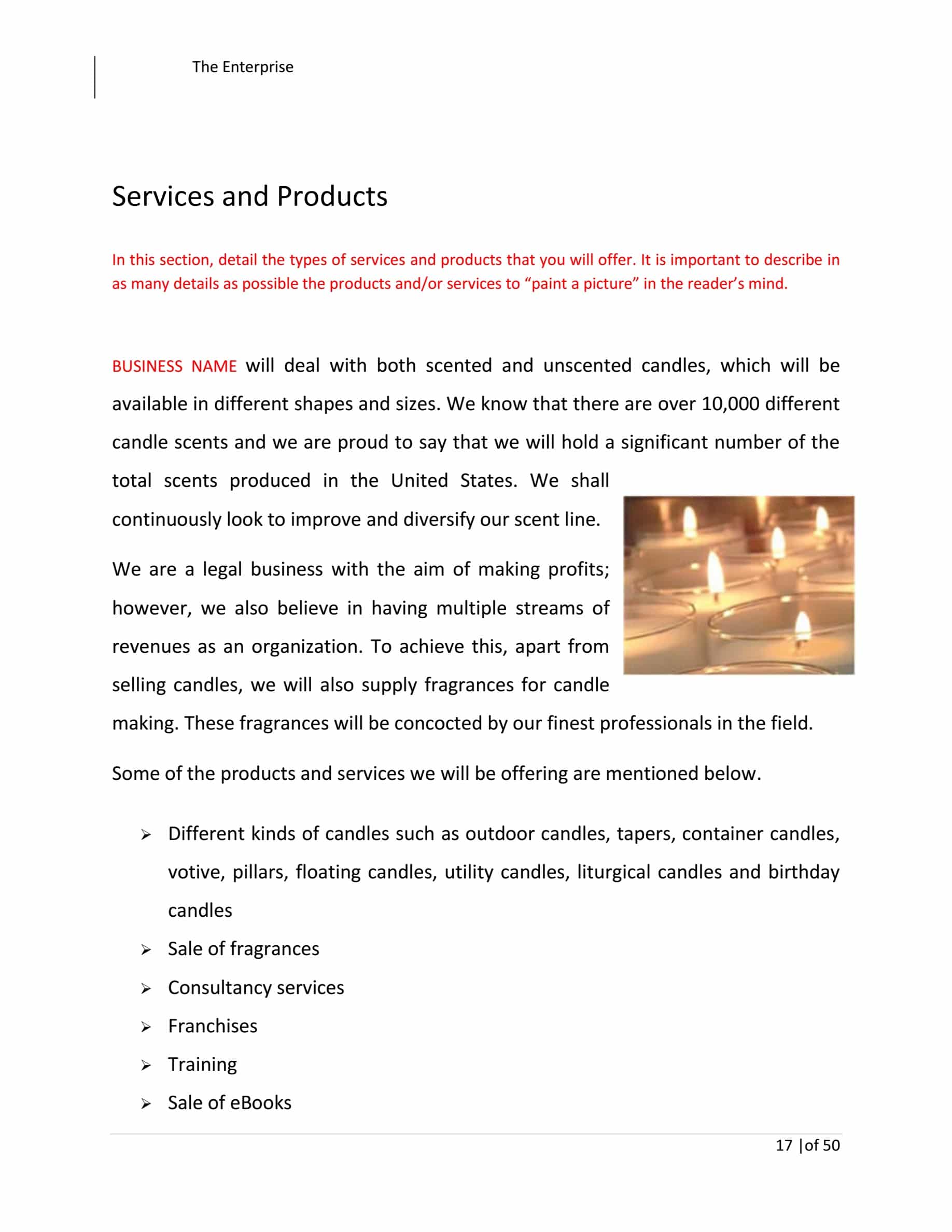 candles business plan