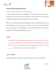 Bed and Breakfast Business Plan Template