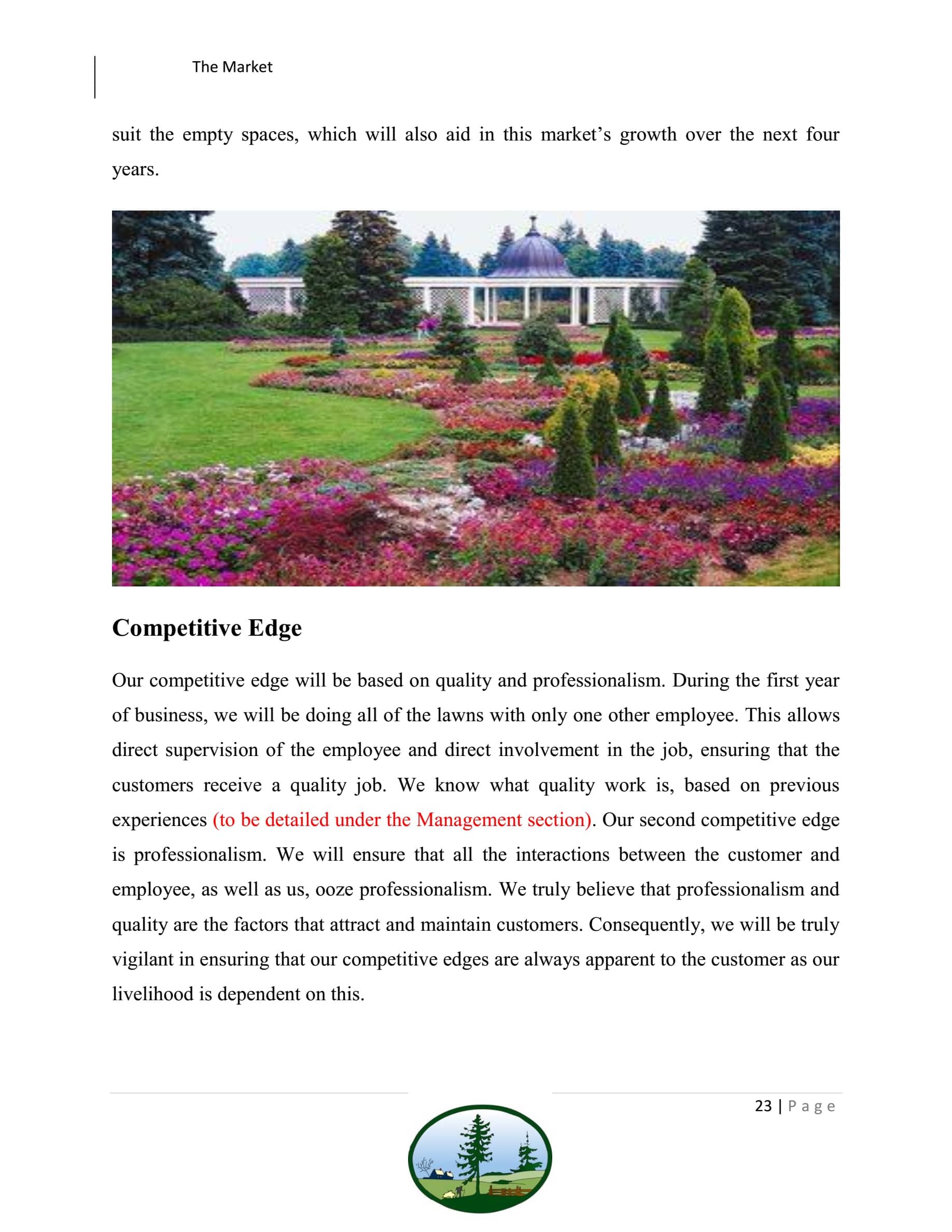 business plan for a landscaping company