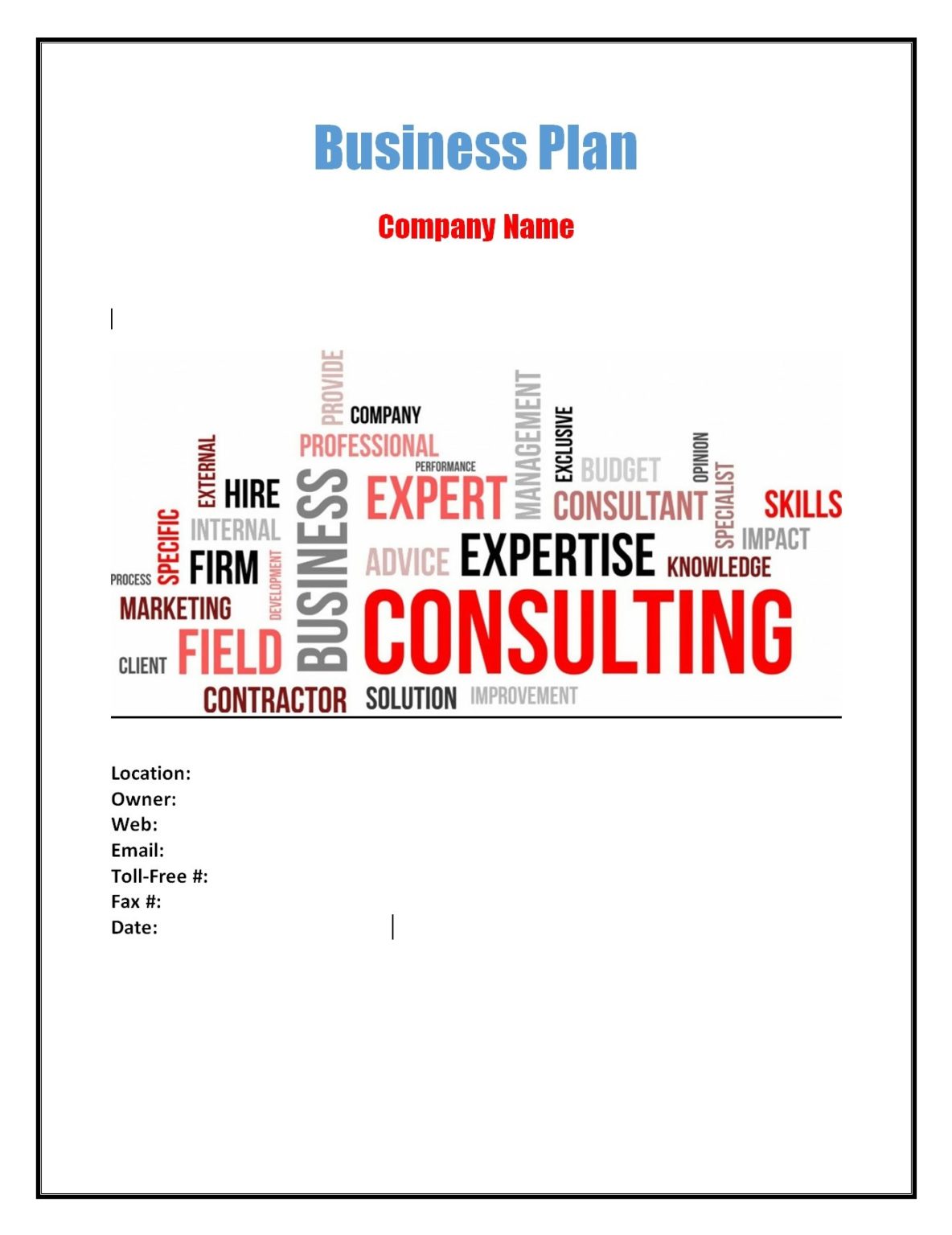 sample business plan for consulting company
