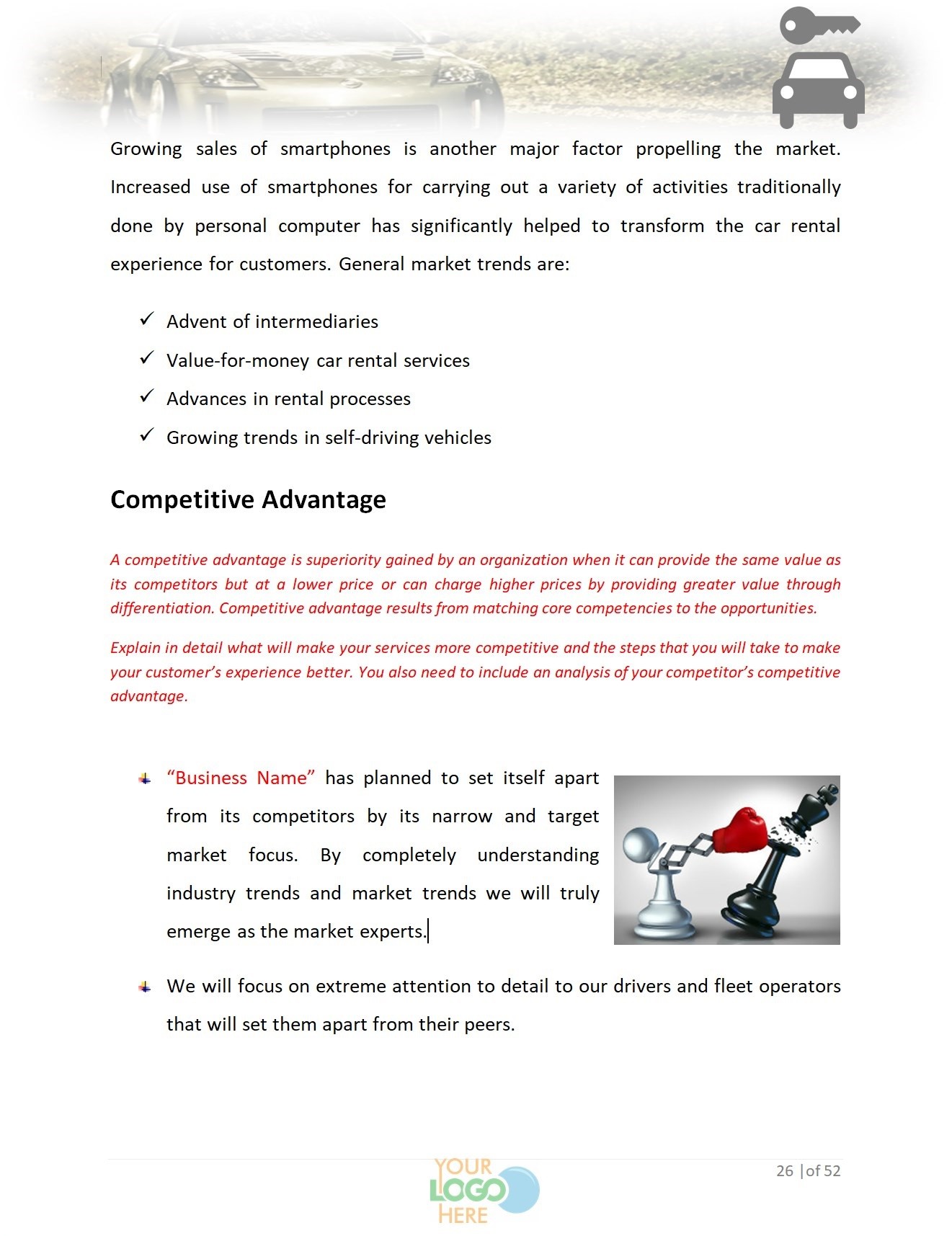 business plan template for car rental company