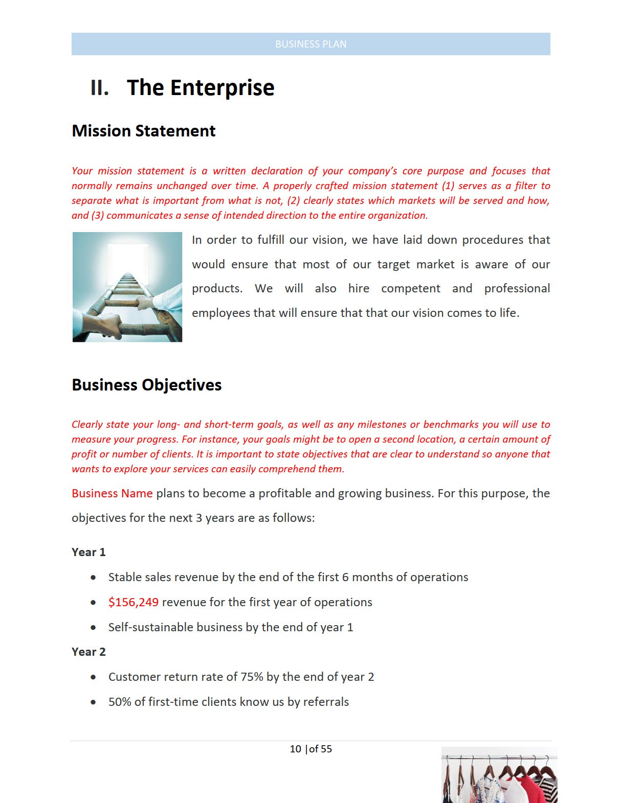 Clothing Line Business Plan Template Sample Pages | Black Box Business
