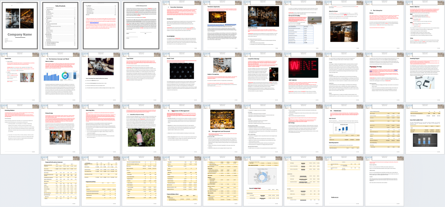 Wine Bar Business Plan Template Sample Pages Black Box Business Plans