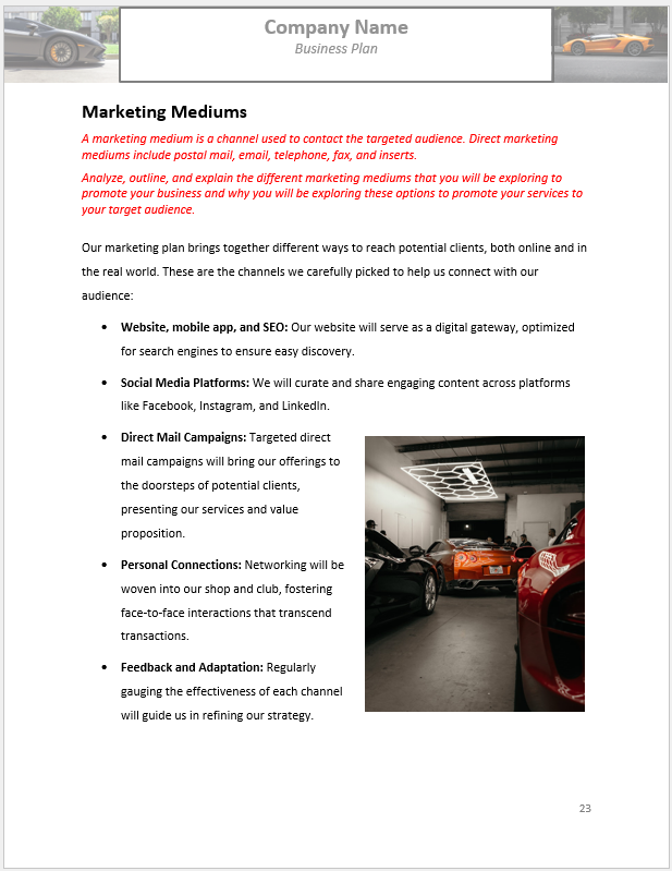 exotic car rental business plan pdf